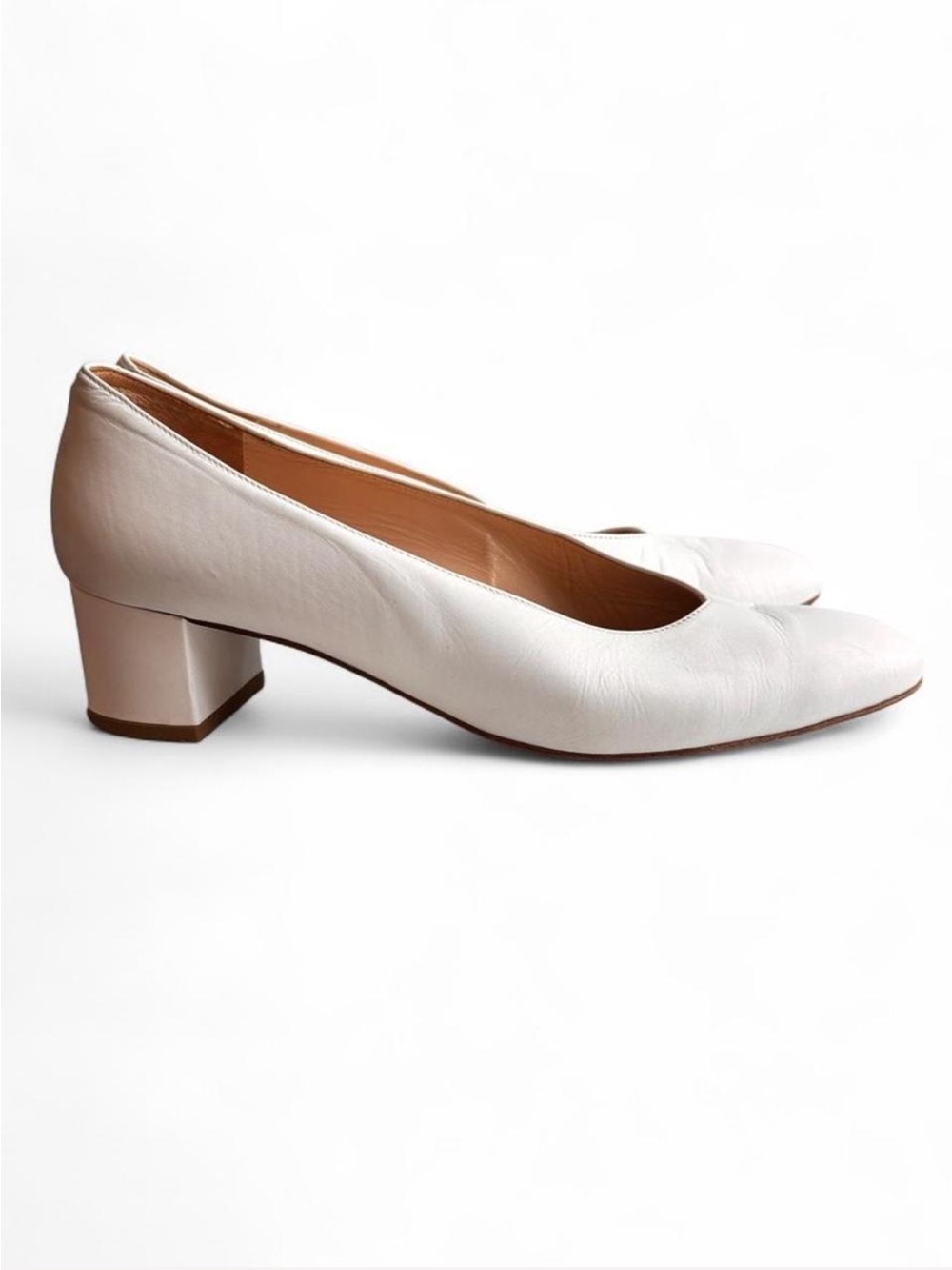 Mansur Gavriel White Leather Ballet Heel Shoes Size 38